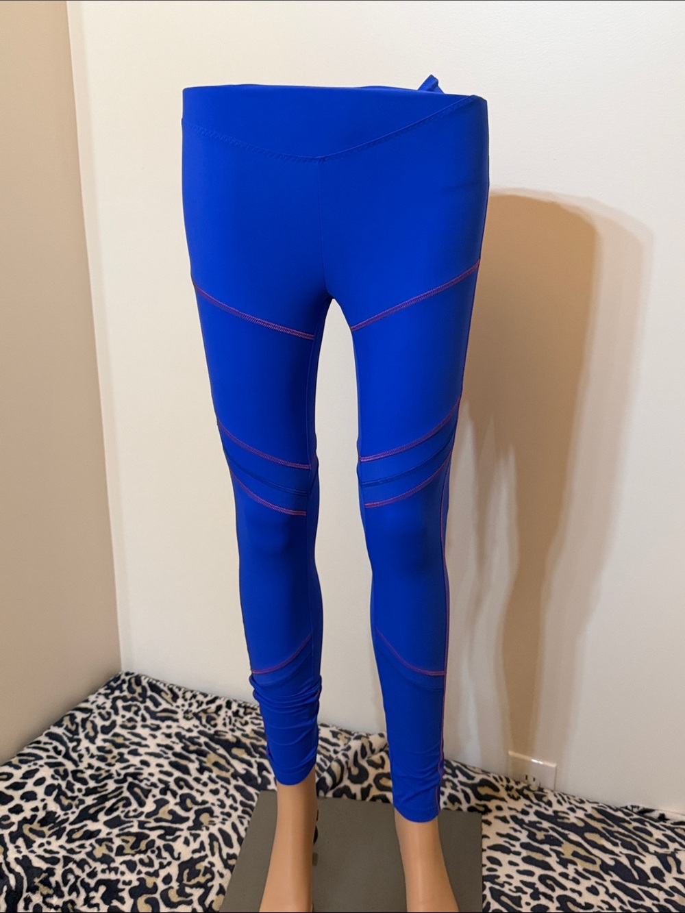 Sapopa Bright Royal Blue Athletic Leggings with Contrast Stitching Size XS Italy